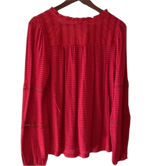 Lucky BRAND Red Sheer Blouse w/ Tassel Women SP Small Petite - Picture 11 of 11